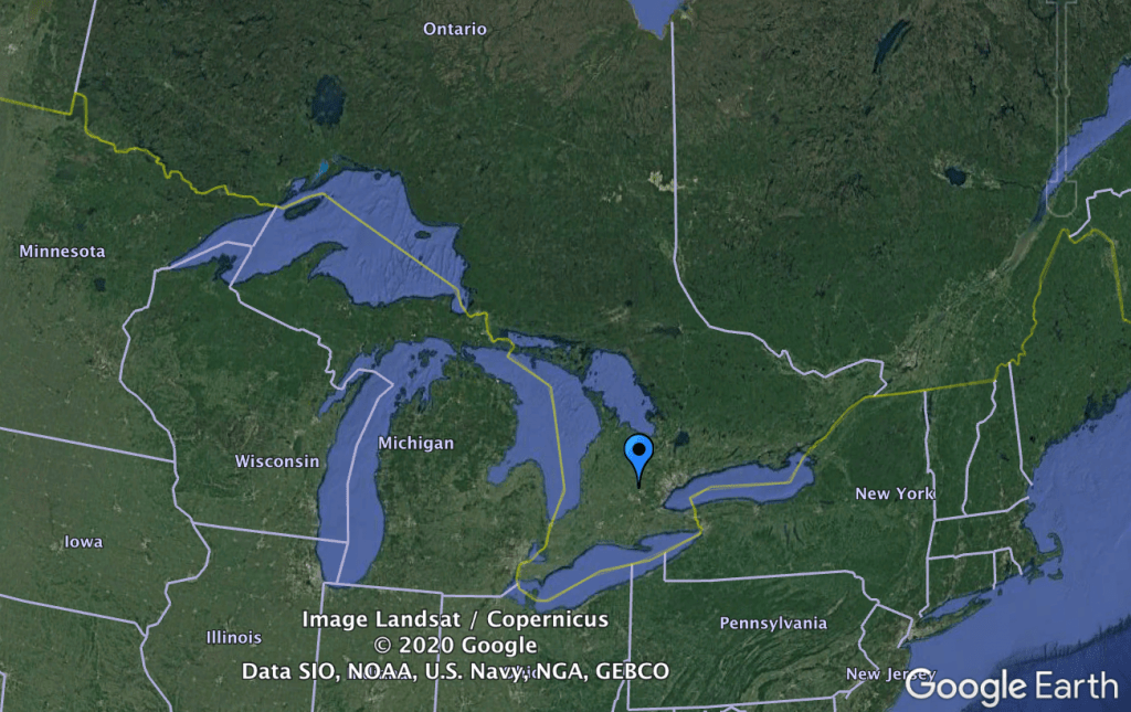 Satellite map showing lysimeter location in North America